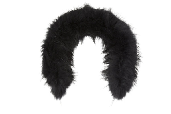 Black and White Faux Fur Trim Hood Replacement Collar (Raccoon)